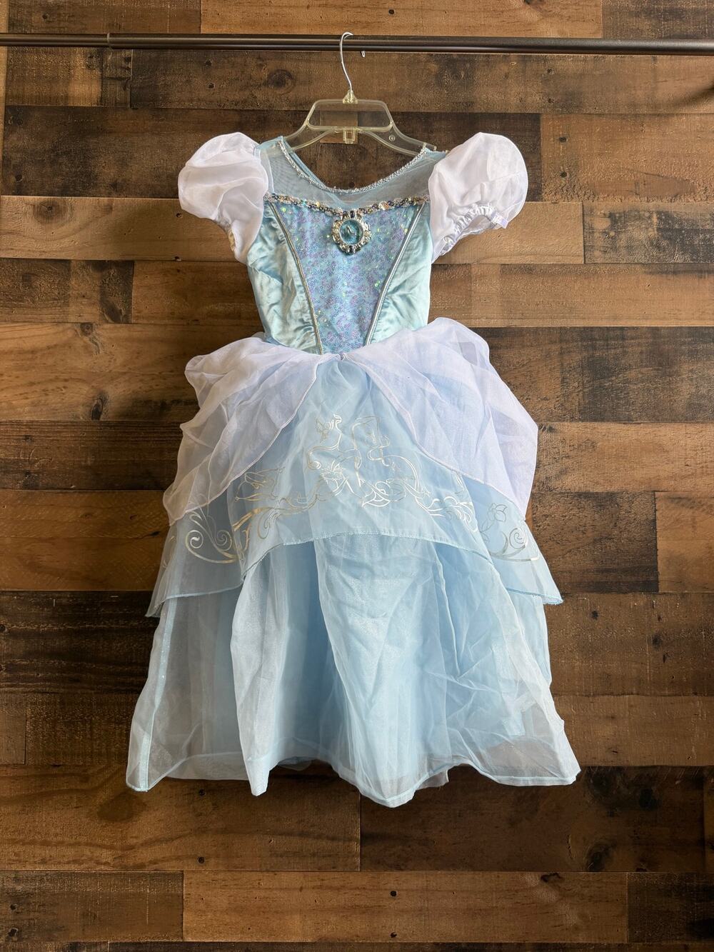 Disney Store Cinderella Princess Costume Dress-Girls Size 5/6 -Blue Sparkle Gown